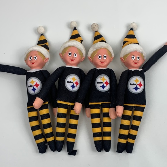 Vintage Pittsburgh Steelers Forever Collectibles Black Gold Striped Elf Dolls - Picture 1 of 13